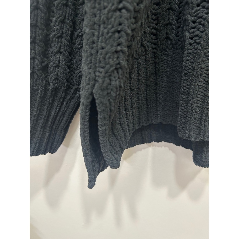 Aerie Sweater Womens Medium Black Chunky Knit Oversized Pullover Collar Cozy - Picture 4 of 10